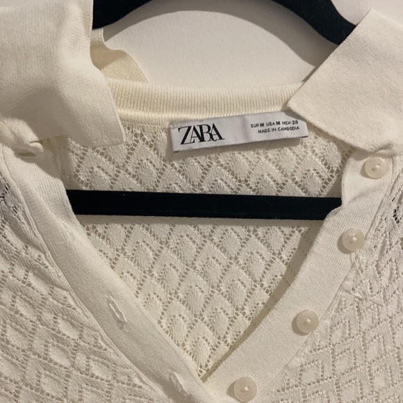Zara eyelet long sleeve collared button down - Picture 2 of 3